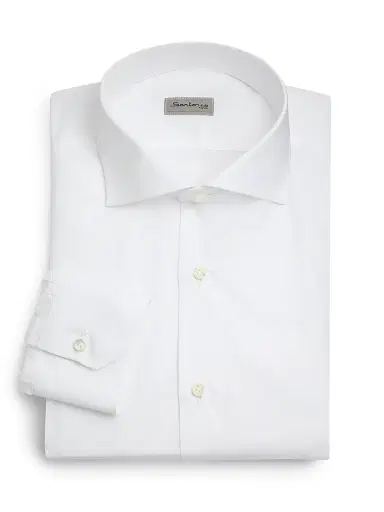 Sartorio Napoli Men's Cotton Dress Shirt - White - Size 17 | Thumbnail 1