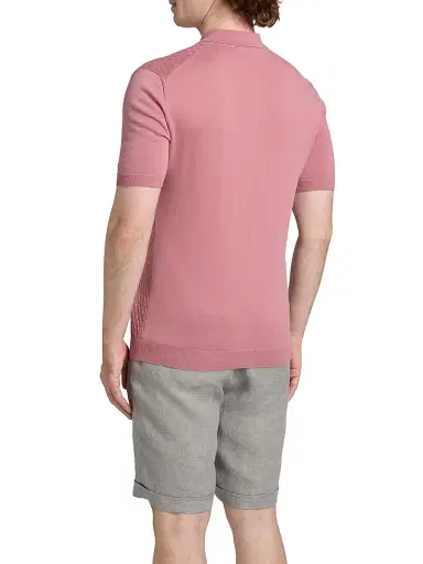 Saks Fifth Avenue Men's COLLECTION Basketweave Knit Cotton Polo Shirt - Pink - Size XXL | Thumbnail 5