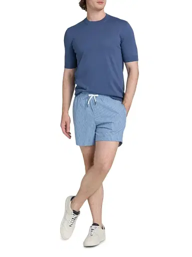 Saks Fifth Avenue Men's Garment-Dyed Crewneck Short-Sleeve Sweater - Blue - Size XXL | Thumbnail 2