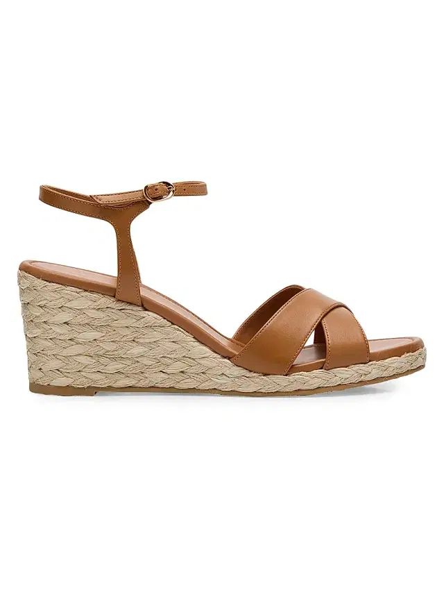 Stuart Weitzman Women's Dayna Leather Espadrille Sandals - Brown