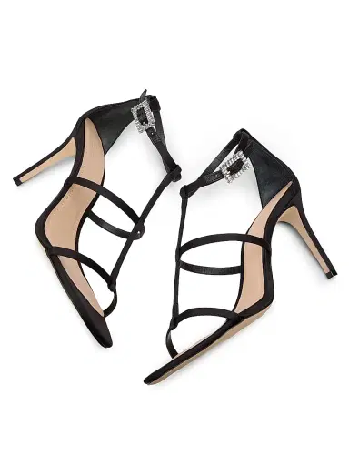 22élevé Women's 90MM Crystal-Embellished Satin Stiletto Sandals - Black - Size 12 | Thumbnail 6