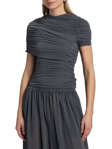 Ronny Kobo Women's Vega Ruched Jersey Top - Charcoal - Size Small | Thumbnail 3 Ronny Kobo Women's Vega Ruched Jersey Top - Charcoal - Size Small | Thumbnail 3