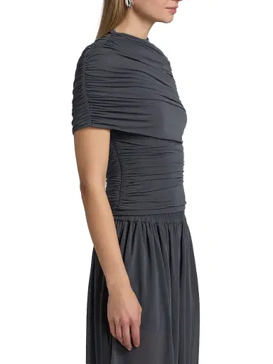 Ronny Kobo Women's Vega Ruched Jersey Top - Charcoal - Size Small | Thumbnail 4 Ronny Kobo Women's Vega Ruched Jersey Top - Charcoal - Size Small | Thumbnail 4