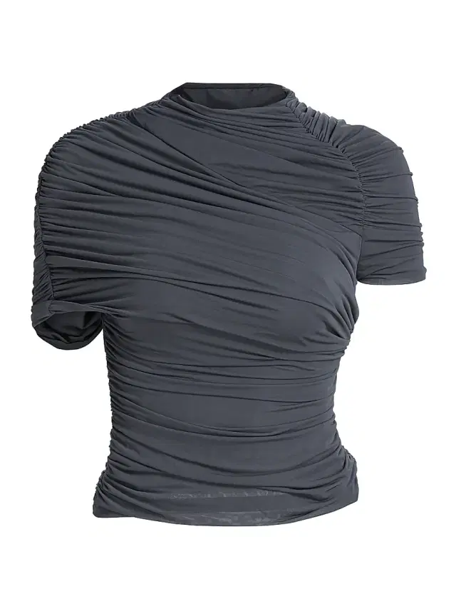 Ronny Kobo Women's Vega Ruched Jersey Top - Charcoal