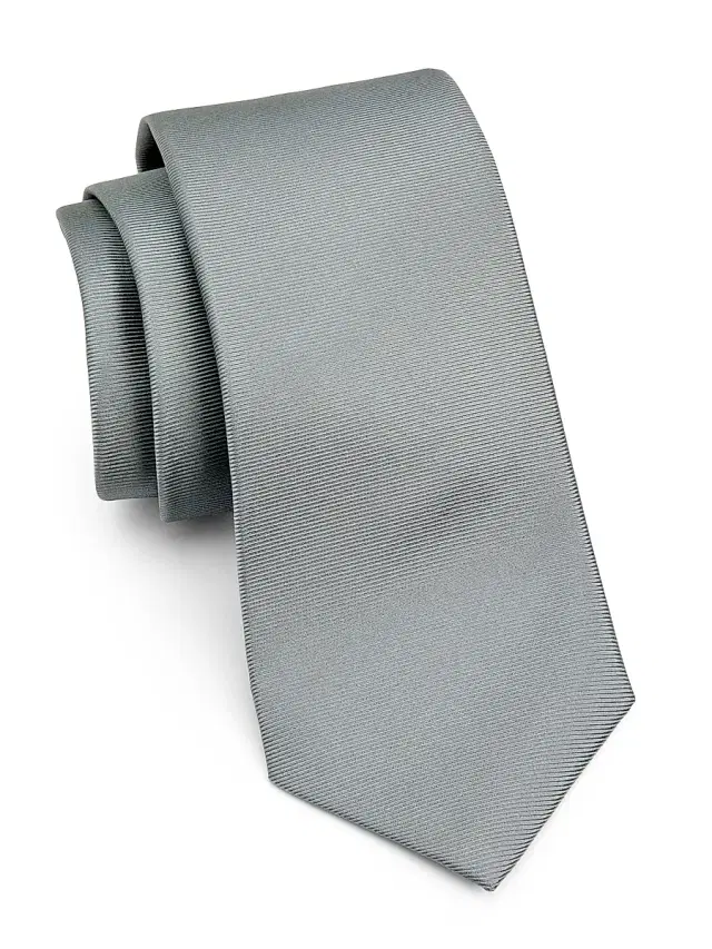 Men's Solid Silk Tie - Silver