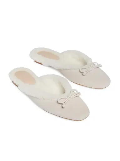 22élevé Women's Shearling-Lined Suede Mules - Pearl Off White | Thumbnail 2