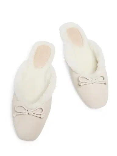 22élevé Women's Shearling-Lined Suede Mules - Pearl Off White | Thumbnail 4