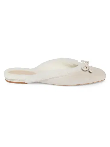 22élevé Women's Shearling-Lined Suede Mules - Pearl Off White | Thumbnail 1
