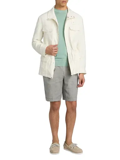 Saks Fifth Avenue Men's Linen Field Jacket - White - Size Medium | Thumbnail 2 Saks Fifth Avenue Men's Linen Field Jacket - White - Size Medium | Thumbnail 2