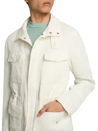 Saks Fifth Avenue Men's Linen Field Jacket - White - Size Medium | Thumbnail 6 Saks Fifth Avenue Men's Linen Field Jacket - White - Size Medium | Thumbnail 6