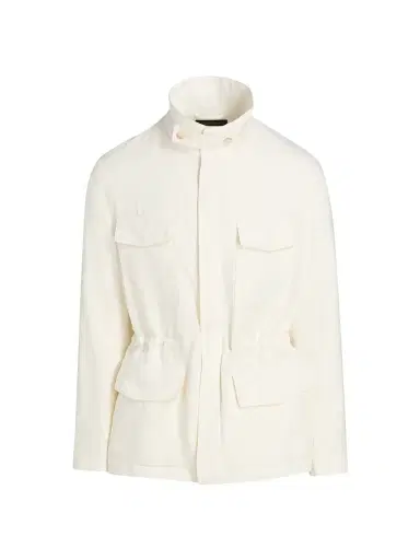 Saks Fifth Avenue Men's Linen Field Jacket - White - Size Medium | Thumbnail 1 Saks Fifth Avenue Men's Linen Field Jacket - White - Size Medium | Thumbnail 1