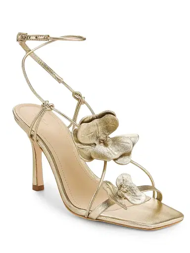22élevé Women's 90MM Flower-Accent Leather Sandals - Light Gold - Size 11 | Thumbnail 2