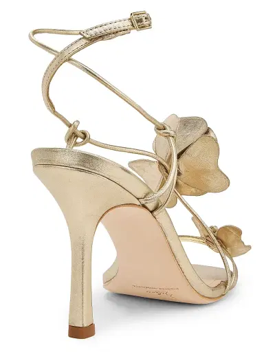 22élevé Women's 90MM Flower-Accent Leather Sandals - Light Gold - Size 11 | Thumbnail 3
