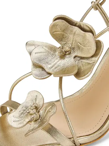 22élevé Women's 90MM Flower-Accent Leather Sandals - Light Gold - Size 11 | Thumbnail 6