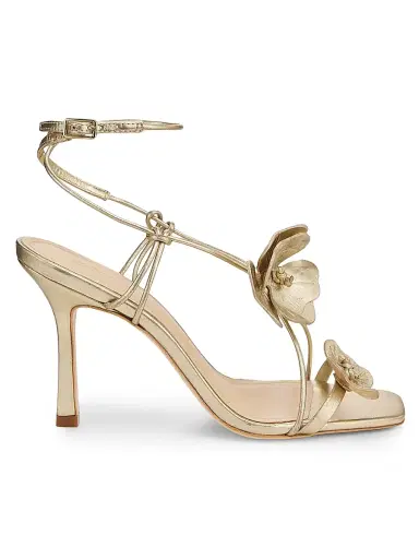 22élevé Women's 90MM Flower-Accent Leather Sandals - Light Gold - Size 11 | Thumbnail 1