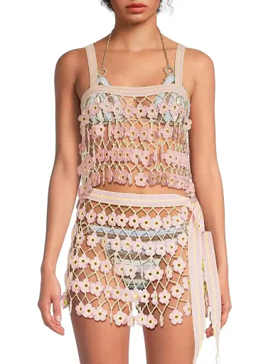 My Beachy Side Women's Fleur Crochet-Knit Tankini Top - Baby Pink - Size Large | Thumbnail 3 My Beachy Side Women's Fleur Crochet-Knit Tankini Top - Baby Pink - Size Large | Thumbnail 3