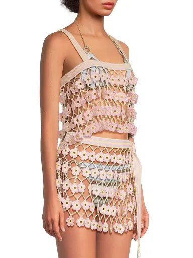 My Beachy Side Women's Fleur Crochet-Knit Tankini Top - Baby Pink - Size Large | Thumbnail 4 My Beachy Side Women's Fleur Crochet-Knit Tankini Top - Baby Pink - Size Large | Thumbnail 4