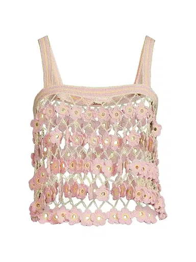 My Beachy Side Women's Fleur Crochet-Knit Tankini Top - Baby Pink - Size Large | Thumbnail 1 My Beachy Side Women's Fleur Crochet-Knit Tankini Top - Baby Pink - Size Large | Thumbnail 1