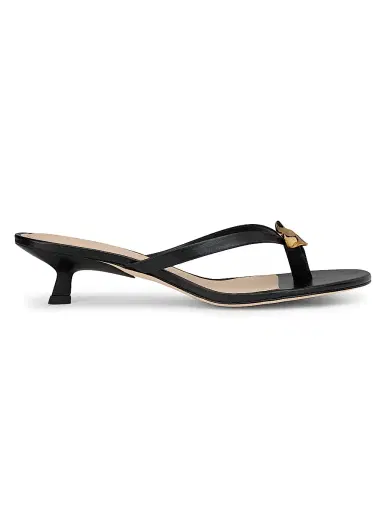 22élevé Women's 40MM Leather Kitten-Heel Sandals - Black - Size 6 | Thumbnail 1