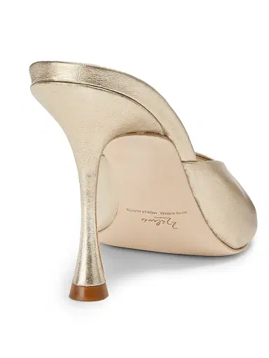 22élevé Women's 90MM Leather Peep-Toe Mules - Light Gold - Size 5 | Thumbnail 3
