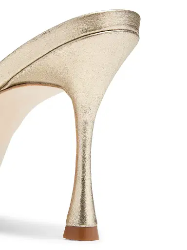 22élevé Women's 90MM Leather Peep-Toe Mules - Light Gold - Size 5 | Thumbnail 6