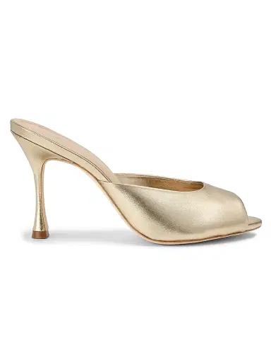 22élevé Women's 90MM Leather Peep-Toe Mules - Light Gold - Size 5 | Thumbnail 1
