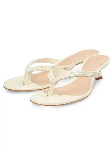 22élevé Women's 40MM Beaded Leather Thong Sandals - Canolli Cream | Thumbnail 2