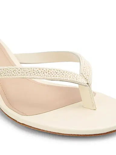 22élevé Women's 40MM Beaded Leather Thong Sandals - Canolli Cream | Thumbnail 5