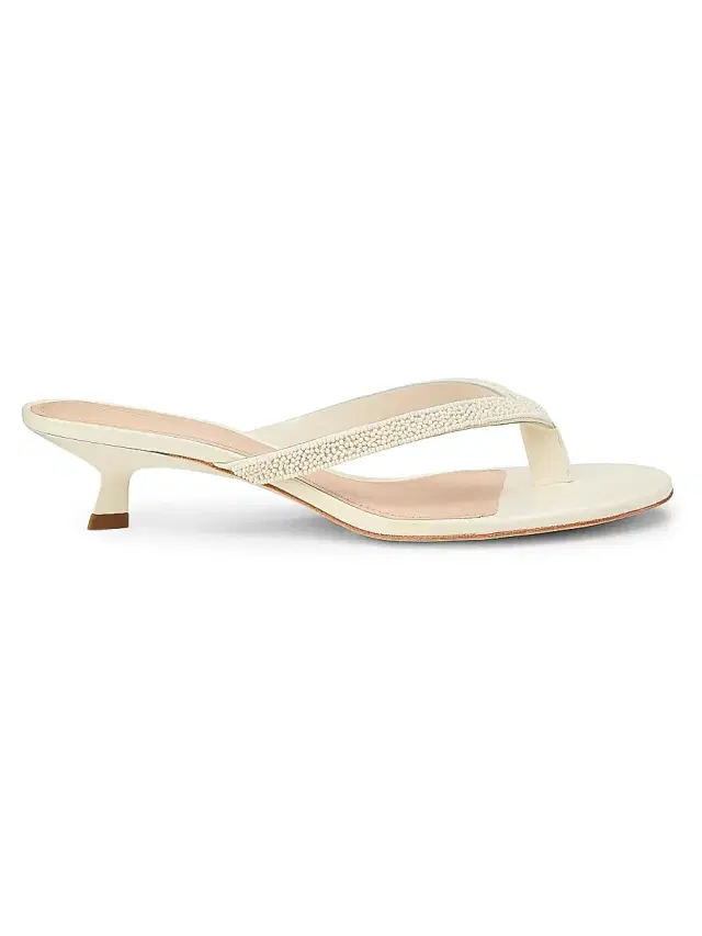 22élevé Women's 40MM Beaded Leather Thong Sandals - Canolli Cream