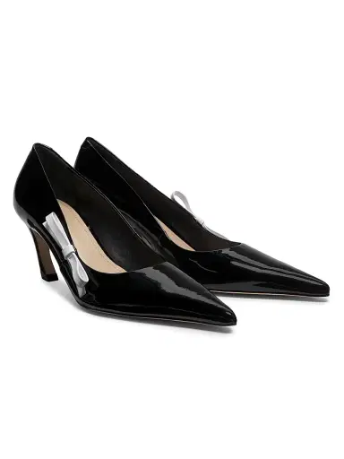 22élevé Women's 65MM Contrast Bow-Detail Patent Leather Pumps - Black White | Thumbnail 2 22élevé Women's 65MM Contrast Bow-Detail Patent Leather Pumps - Black White | Thumbnail 2