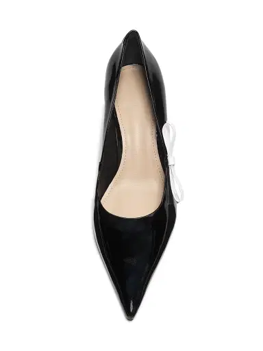 22élevé Women's 65MM Contrast Bow-Detail Patent Leather Pumps - Black White | Thumbnail 4 22élevé Women's 65MM Contrast Bow-Detail Patent Leather Pumps - Black White | Thumbnail 4