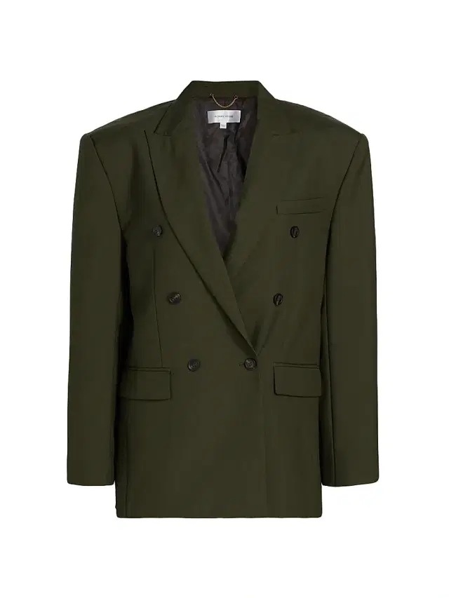 Ronny Kobo Women's 1988 Double-Breasted Wool-Blend Blazer - Olive Green