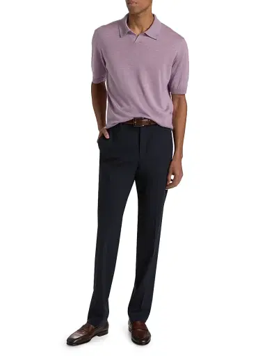 Saks Fifth Avenue Men's Lamar Johnny Collar Short-Sleeve Sweater - Purple - Size XL | Thumbnail 2 Saks Fifth Avenue Men's Lamar Johnny Collar Short-Sleeve Sweater - Purple - Size XL | Thumbnail 2