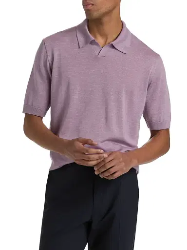 Saks Fifth Avenue Men's Lamar Johnny Collar Short-Sleeve Sweater - Purple - Size XL | Thumbnail 3 Saks Fifth Avenue Men's Lamar Johnny Collar Short-Sleeve Sweater - Purple - Size XL | Thumbnail 3