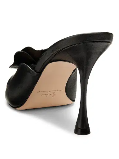 22élevé Women's 90MM Floral Appliqué Leather Mules - Black - Size 12 | Thumbnail 3