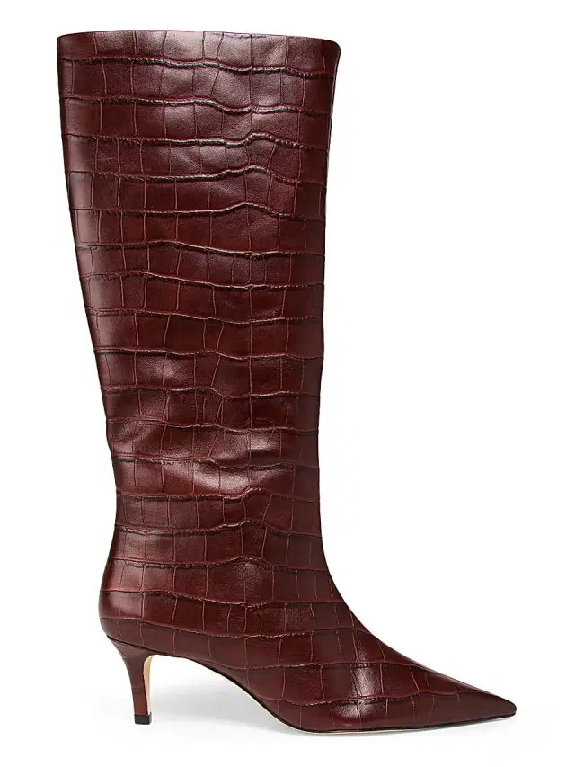 22élevé Women's 55MM Crocodile-Embossed Leather Knee-High Boots - Rum Embossed Crocodile
