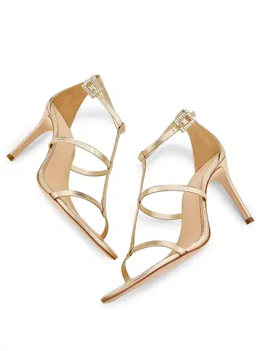 22élevé Women's 90MM Crystal-Embellished Satin Stiletto Sandals - Light Gold - Size 12 | Thumbnail 6