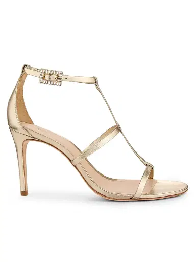 22élevé Women's 90MM Crystal-Embellished Satin Stiletto Sandals - Light Gold - Size 12 | Thumbnail 1