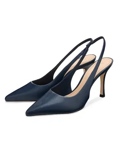 22élevé Women's 90MM Leather Slingback Pumps - Navy Nappa - Size 12 | Thumbnail 2