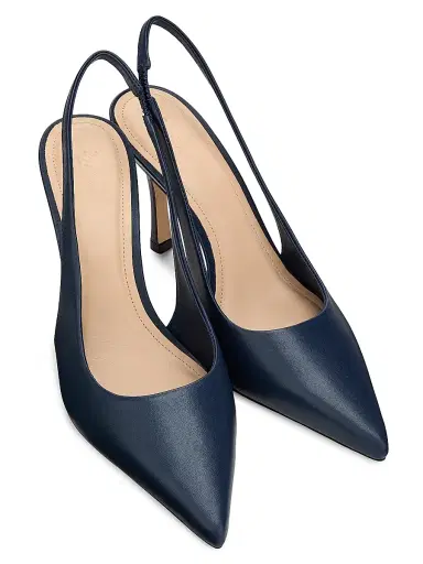 22élevé Women's 90MM Leather Slingback Pumps - Navy Nappa - Size 12 | Thumbnail 4