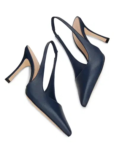 22élevé Women's 90MM Leather Slingback Pumps - Navy Nappa - Size 12 | Thumbnail 6