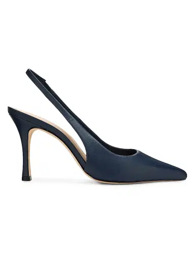 22élevé Women's 90MM Leather Slingback Pumps - Navy Nappa - Size 12 | Thumbnail 1
