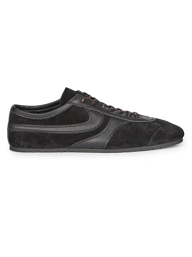 Dries Van Noten Men's Retro Leather Low-Top Sneakers - Black