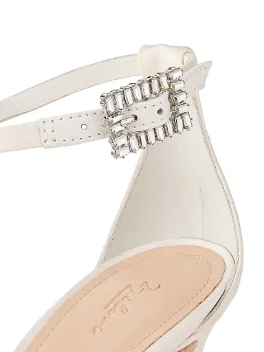22élevé Women's 90MM Crystal-Embellished Satin Stiletto Sandals - Ivory - Size 12 | Thumbnail 5