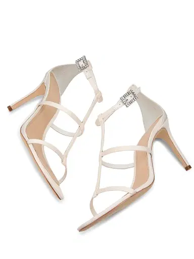 22élevé Women's 90MM Crystal-Embellished Satin Stiletto Sandals - Ivory - Size 12 | Thumbnail 6