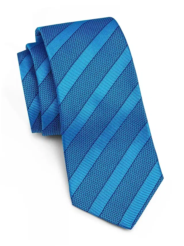 Kiton Men's Striped Silk Tie - Blue