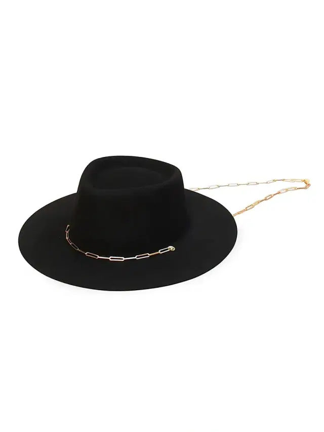 Van Palma Women's Ulysse Merino Wool Fedora With Chain - Black