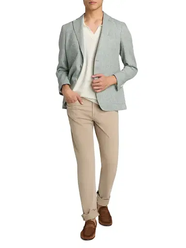 Saks Fifth Avenue Men's Waffled Cotton Johnny Collar Sweater - White - Size XXL | Thumbnail 2 Saks Fifth Avenue Men's Waffled Cotton Johnny Collar Sweater - White - Size XXL | Thumbnail 2