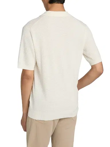 Saks Fifth Avenue Men's Waffled Cotton Johnny Collar Sweater - White - Size XXL | Thumbnail 5 Saks Fifth Avenue Men's Waffled Cotton Johnny Collar Sweater - White - Size XXL | Thumbnail 5