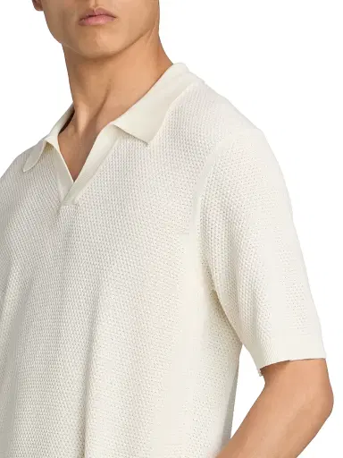 Saks Fifth Avenue Men's Waffled Cotton Johnny Collar Sweater - White - Size XXL | Thumbnail 6 Saks Fifth Avenue Men's Waffled Cotton Johnny Collar Sweater - White - Size XXL | Thumbnail 6